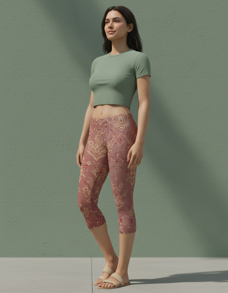 Tea Rose Rangoon capri leggings