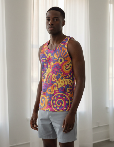 Men's Hot Pink Trippy Tank Top tank top