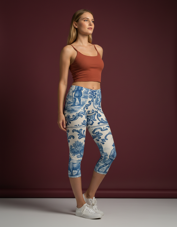 Women's Pictorial Azulejo Capri Leggings