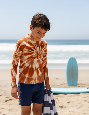 Burnt Sienna Nebula Kids Rash Guard Kids Rash Guard — Dripper
