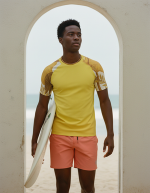 Men's Lemon Yellow Tropique men's short-sleeve rashguards