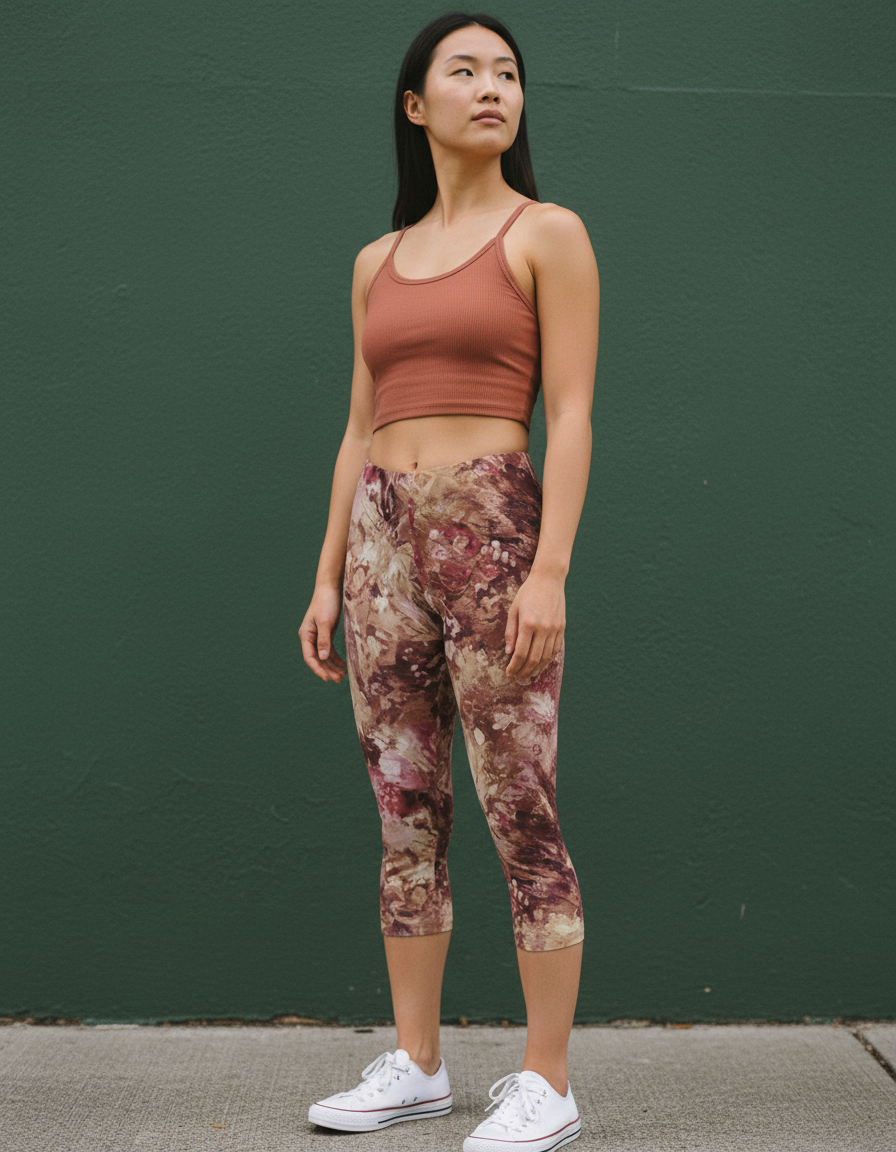 Tea Rose Serenade capri leggings