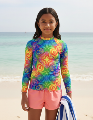Hot Pink Prism Youth Rash Guard Youth Rash Guard — Dripper