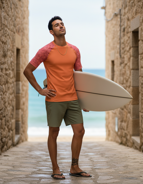 Coral Chord Rash Guard Men's Rashguard — Dripper