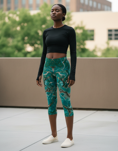 Runway Emerald Kaleidoscope Capri Leggings capri leggings