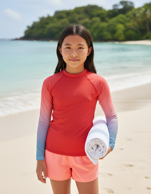Fiery Red Prism Youth Rash Guard Youth Rash Guard — Dripper