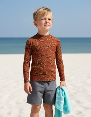 Burnt Sienna Zephyr Kids Rash Guard Kids Rash Guard — Dripper