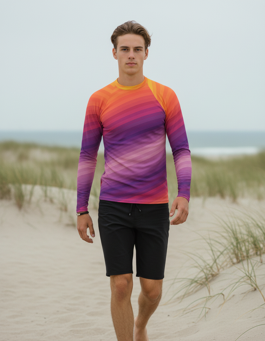 Men's Tea Rose Ripple men's rashguards