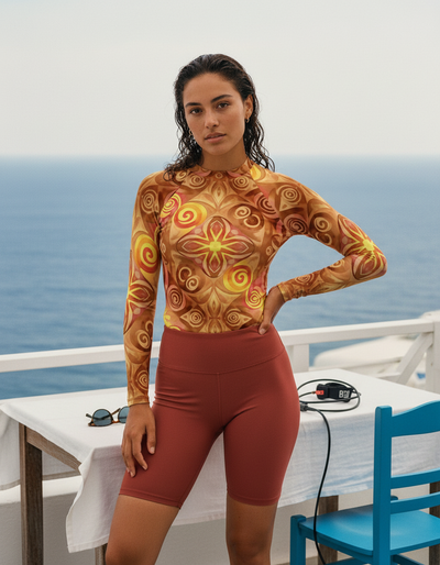 Women's Coffee Bean Prism rash guard