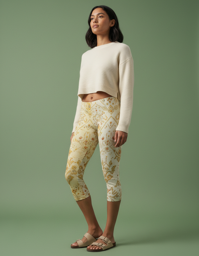 Yellow Rangoon Capri Leggings capri leggings