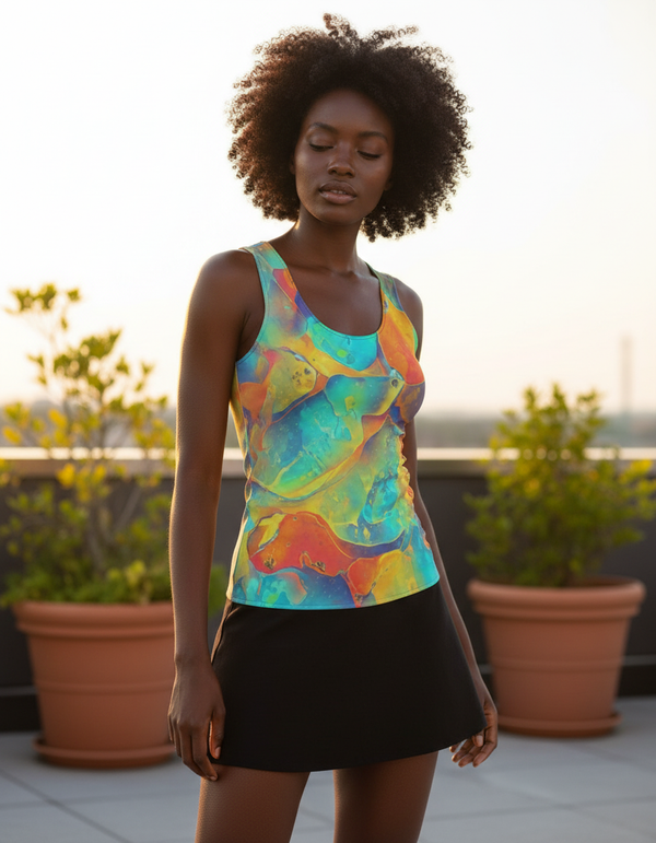 Iridescent Wave Lustre Tank Top