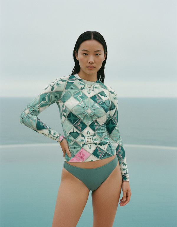 Rashguard in Transformative Teal Poppy