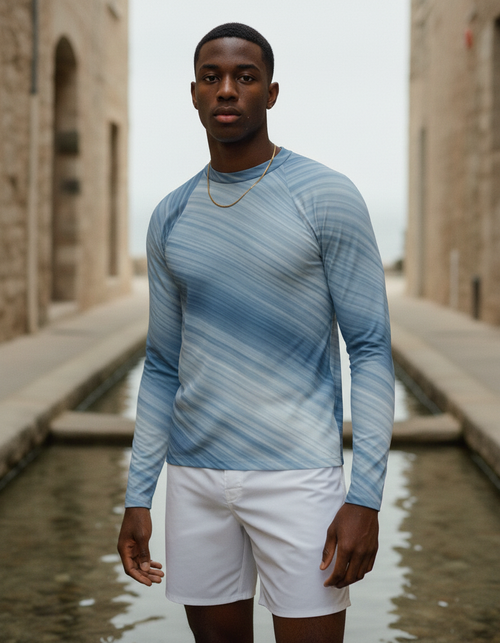 Men's Blue Aura Spectrum men's short-sleeve rashguards