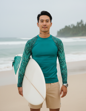 Men's Transformative Teal Siam men's short-sleeve rashguards