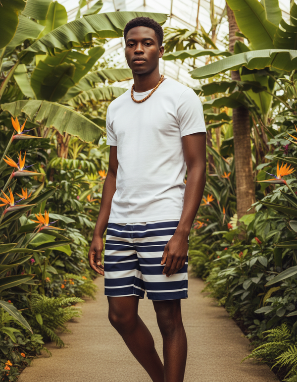 Nautical Stripe men's swim trunks
