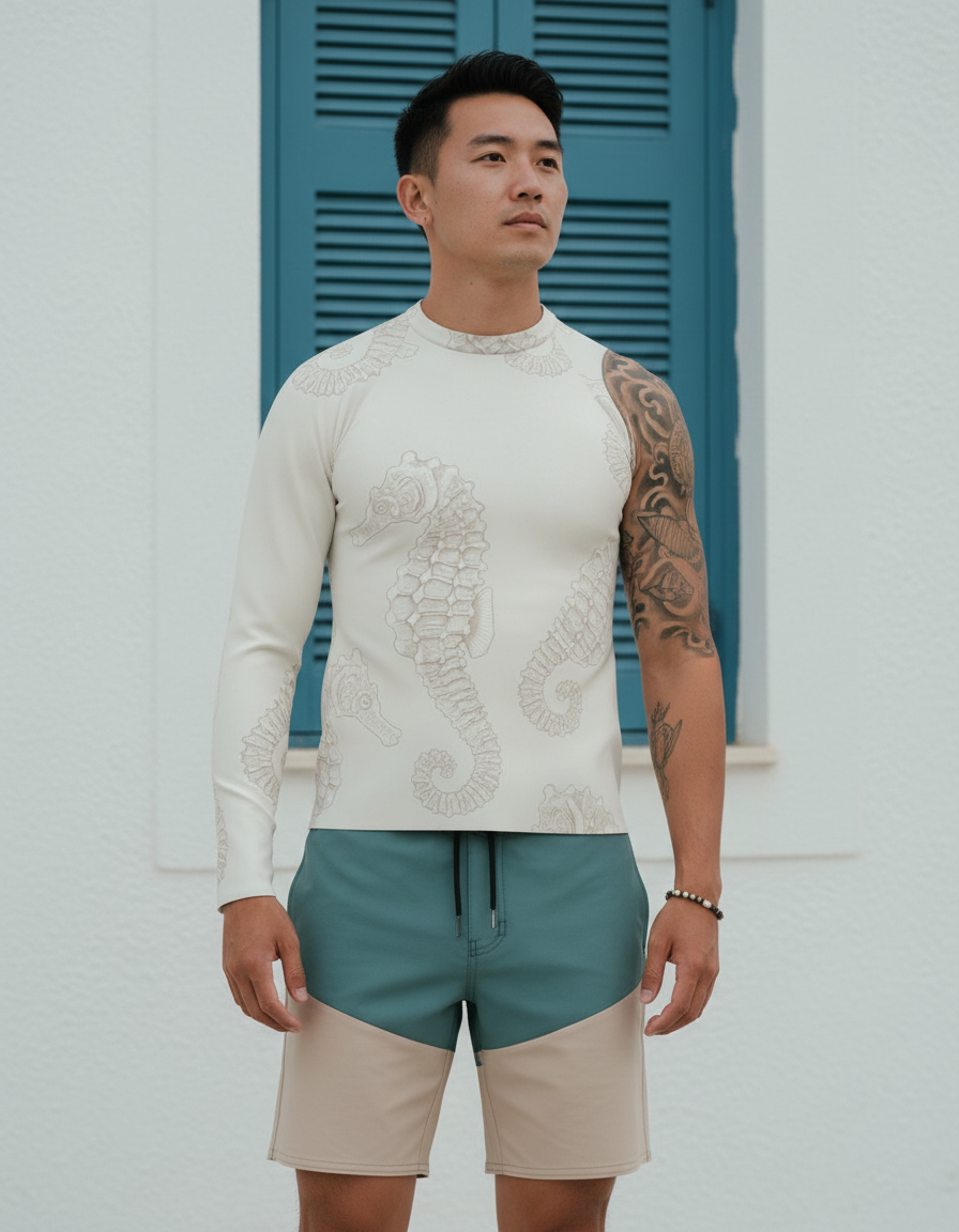 Men's White Onyx Abyss men's rashguards