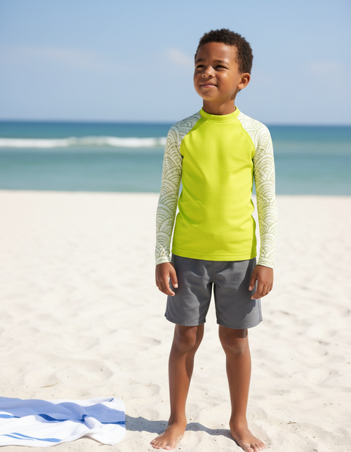 Runway Chartreuse Aoi Kids Rash Guard Kids Rash Guard — Dripper