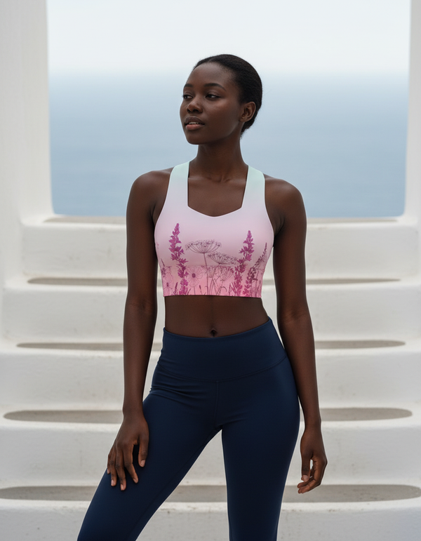 Serene Blossom Longline Sports Bra