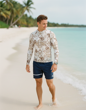 Men's White Onyx Poppy men's short-sleeve rashguards