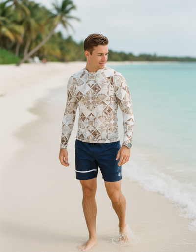 Men's White Onyx Poppy rash guard