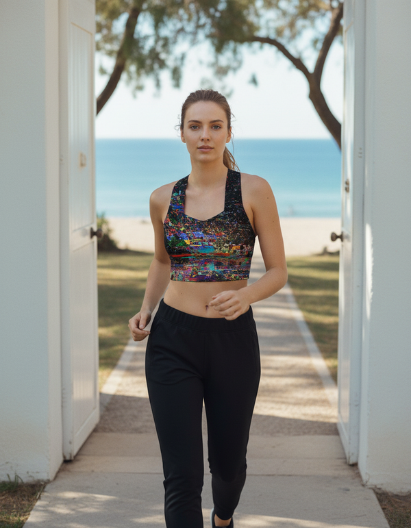 Glitch Collection longline sports bras