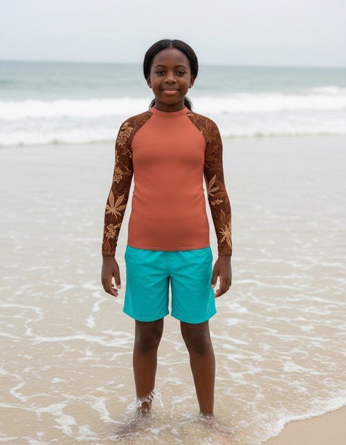 Burnt Sienna Kumo Youth Rash Guard Youth Rash Guard — Dripper
