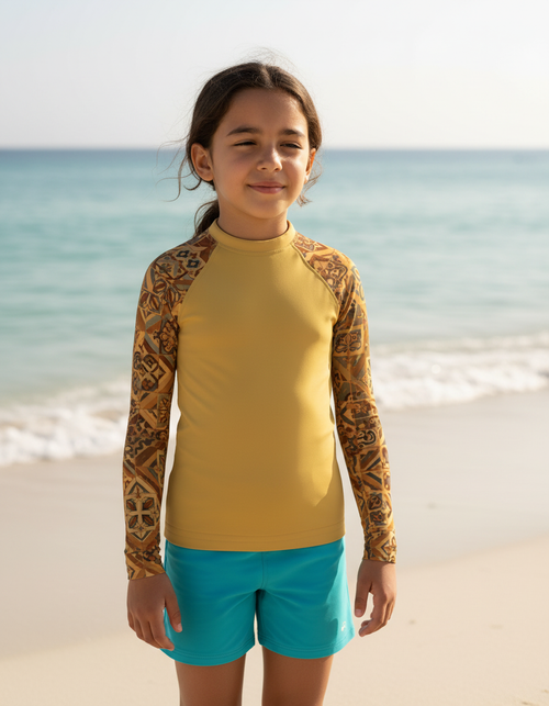 Amber Haze Helix Kids Rash Guard Kids Rash Guard — Dripper