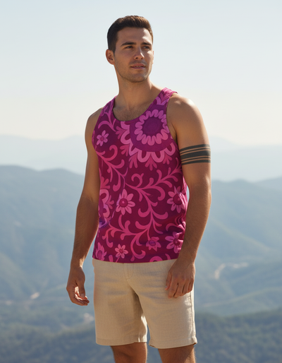 Men's Hot Pink Zarif Tank Top tank top