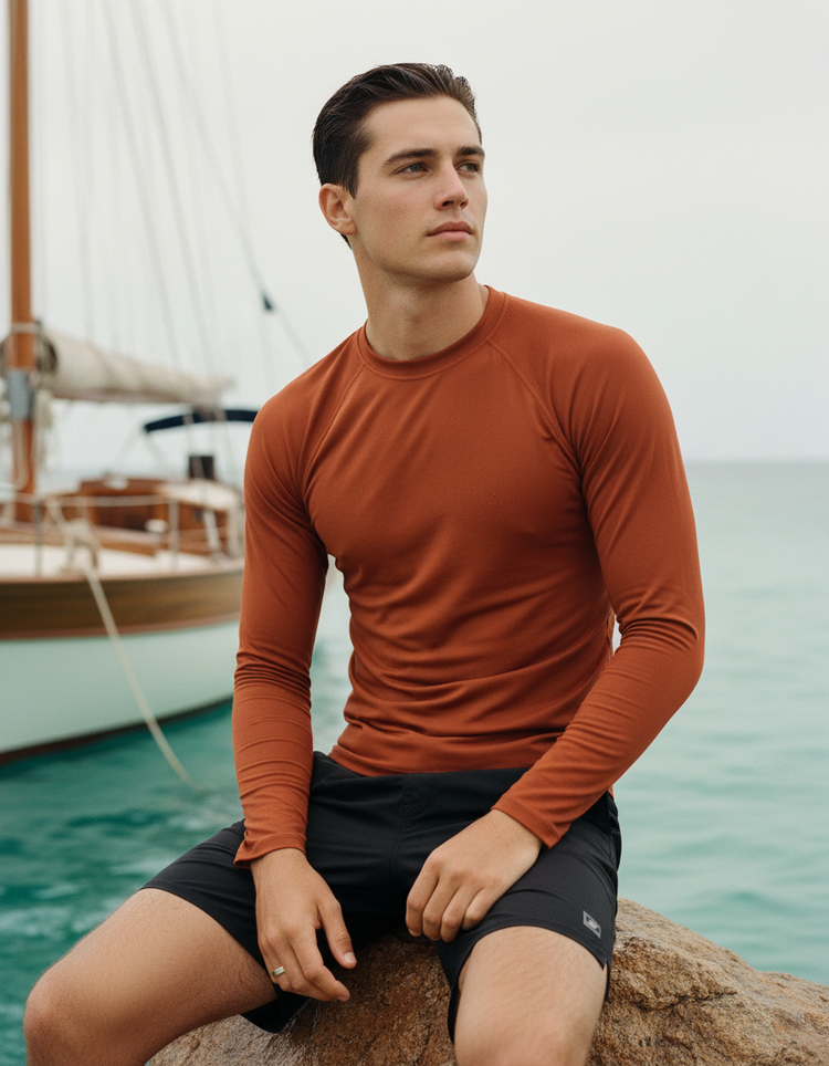 Rust Rash Guard Men's Rashguard — Dripper