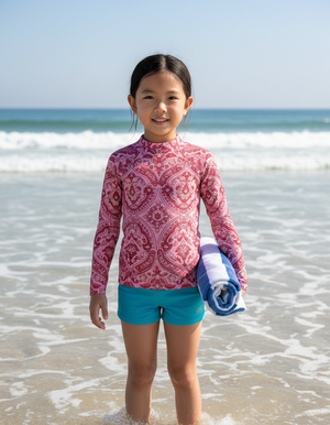 Hot Pink Sari Kids Rash Guard Kids Rash Guard — Dripper