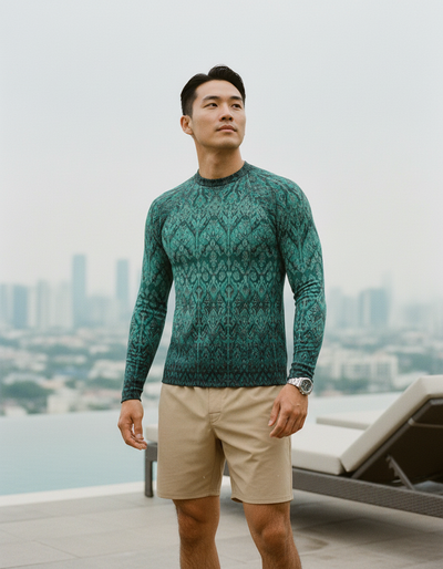 Men's Transformative Teal Siam rash guard