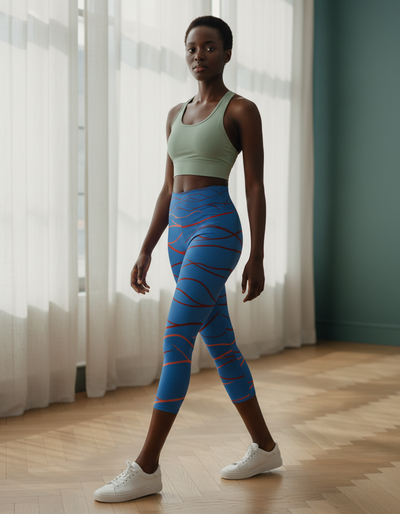Lava Falls Aqua Capri Yoga Leggings capri yoga leggings
