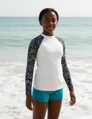 White Onyx Echo Youth Rash Guard Youth Rash Guard — Dripper