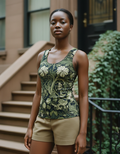Women's Runway Emerald Chrysanthemum Tank Top tank top