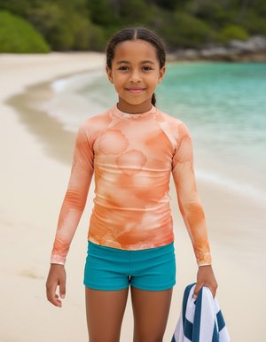 Burnt Sienna Mosaic Kids Rash Guard Kids Rash Guard — Dripper