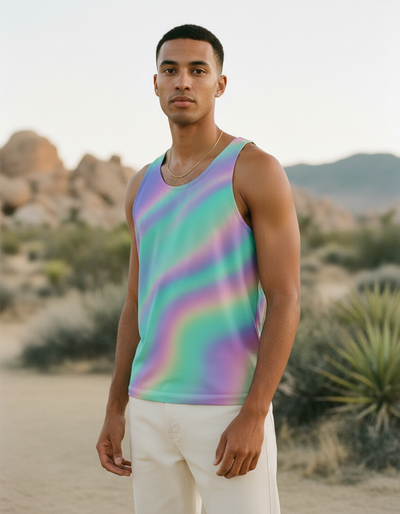 Men's Runway Chartreuse Nebula Tank Top tank top