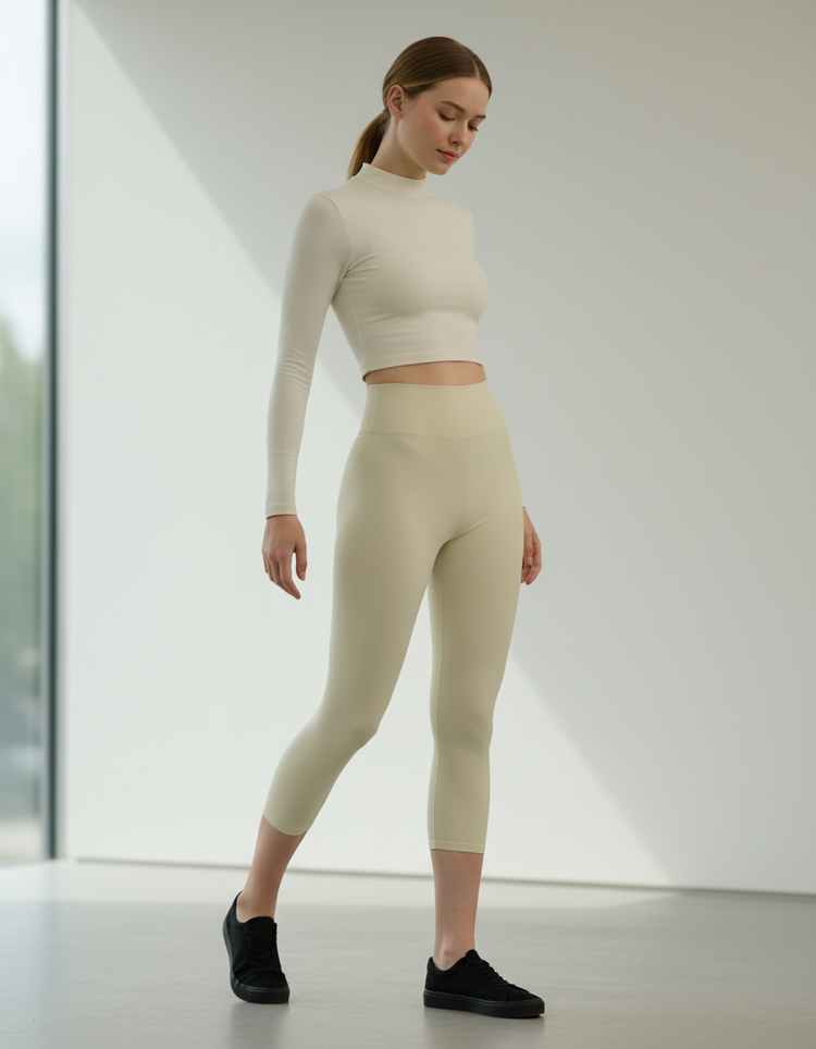 Parchment Leggings Capri Yoga Leggings — Dripper