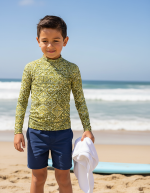 Kids Runway Chartreuse Zellige kids rashguards