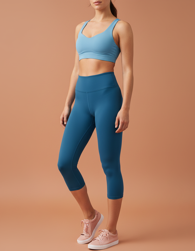 Harbor Blue Capri Yoga Leggings Capri Yoga Leggings — Dripper