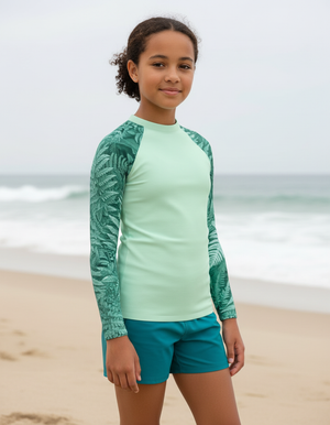 Jelly Mint Emerald Youth Rash Guard Youth Rash Guard — Dripper
