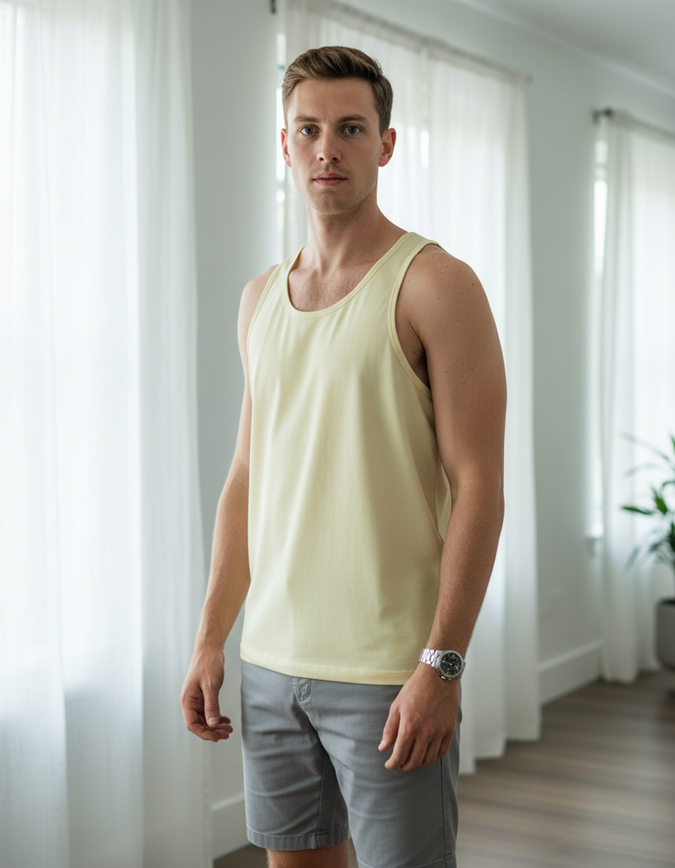 Pale Yellow Tank Top Men's Tank Top — Dripper