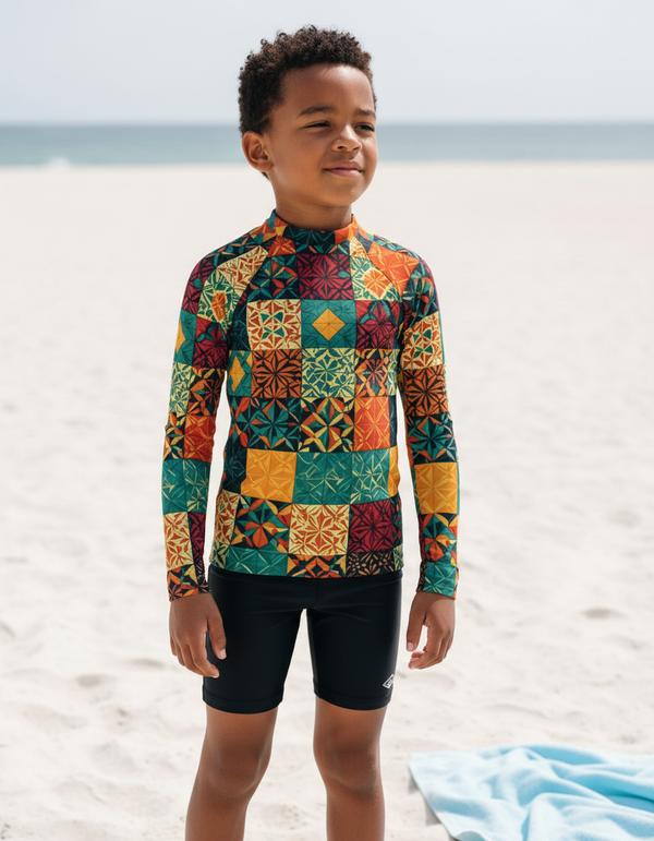 Kids Base Card Patterns Rash Guard