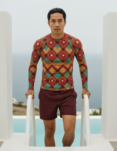 Men's Fiery Red Horizon rash guard