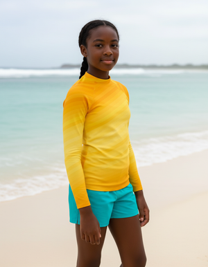 Yellow Ripple Youth Rash Guard Youth Rash Guard — Dripper
