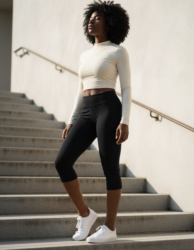 Midnight Black Capri Leggings Capri Leggings — Dripper