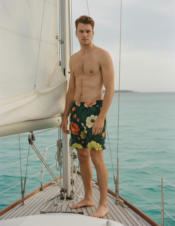 Men's Swim Trunks in Runway Emerald Elysium