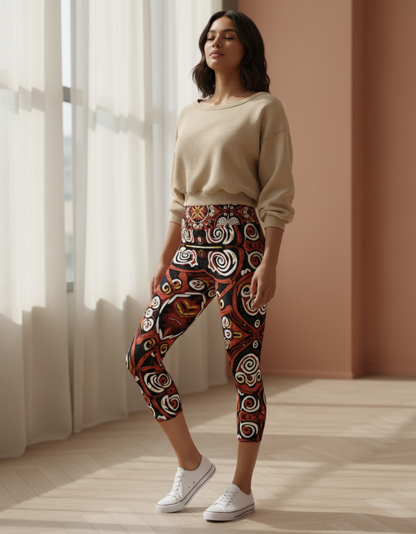 Torajan Collection capri yoga leggings
