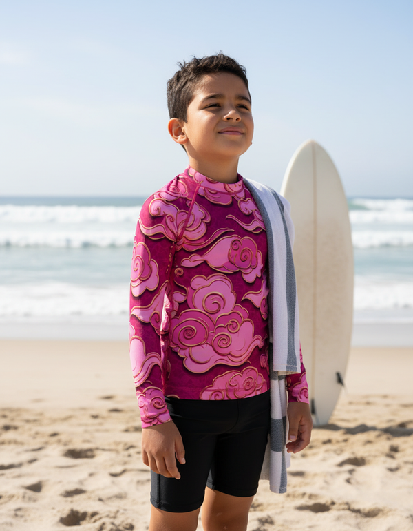 Kids Chinese Cloud Motif Rash Guard