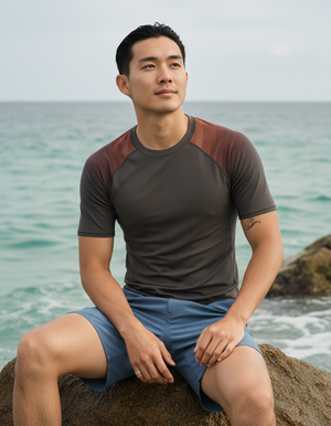 Men's Coffee Bean Ripple men's short-sleeve rashguards