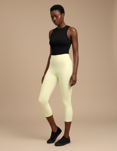 Pale Yellow Capri Yoga Leggings capri yoga leggings